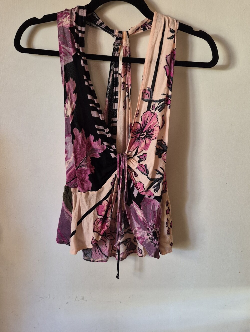 Free People "Hot Tropics" Halter Peplum Tank Top